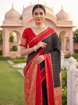MIMOSA Black Mysore Silk Art Silk Saree — pose 10 styling detail