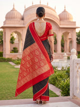 MIMOSA Black Mysore Silk Art Silk Saree — pose 2 styling detail