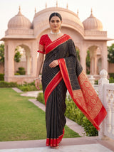 MIMOSA Black Mysore Silk Art Silk Saree — pose 5 styling detail