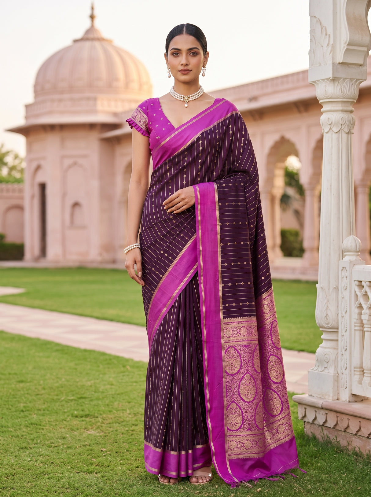 MIMOSA Jamun Saree Saree — front view on mannequin