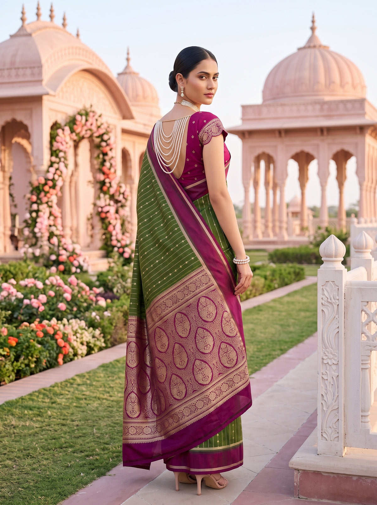 MIMOSA Olive Saree Saree — pose 9 styling detail