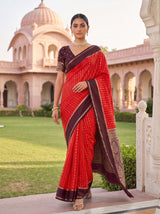 MIMOSA Orange Saree Saree — pose 5 styling detail