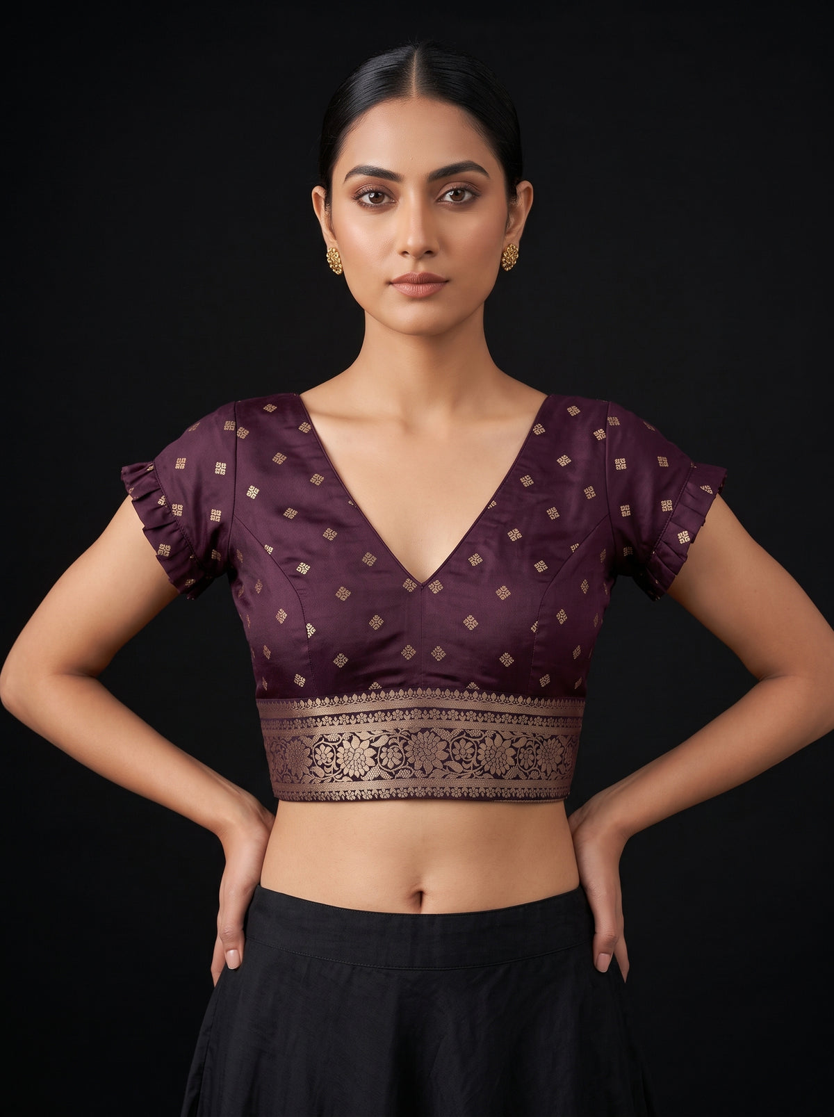 MIMOSA Orange Saree Saree — blouse close-up
