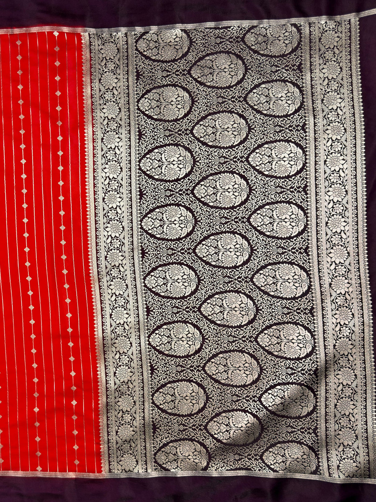 MIMOSA Orange Saree Saree — pallu and zari work detail