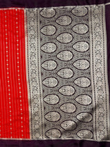 MIMOSA Orange Saree Saree — pallu and zari work detail