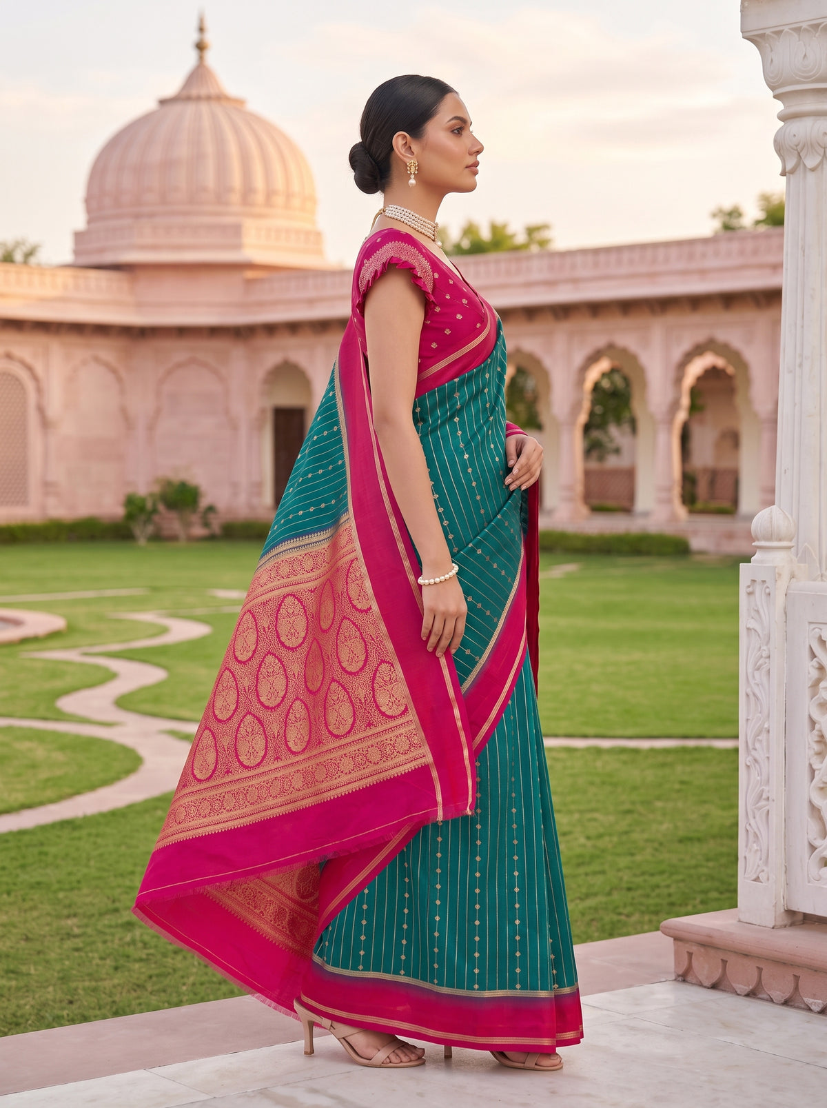 MIMOSA Sapphire Saree Saree — pose 3 styling detail