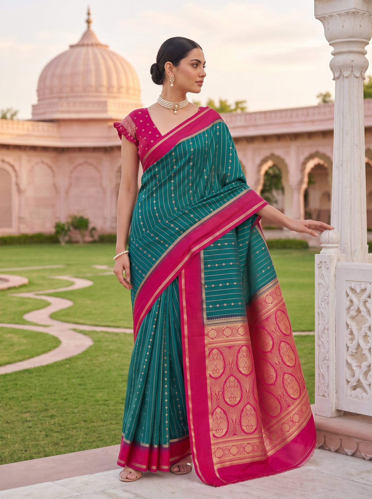 MIMOSA Sapphire Saree Saree — pose 4 styling detail