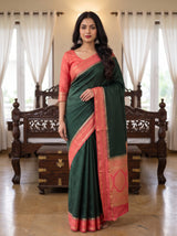 MIMOSA Bottle Green Saree Saree — pose 10 styling detail