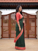 MIMOSA Bottle Green Saree Saree — pose 3 styling detail