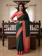 MIMOSA Bottle Green Saree Saree — pose 4 styling detail