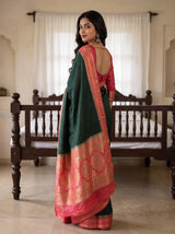 MIMOSA Bottle Green Saree Saree — pose 7 styling detail