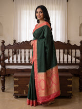 MIMOSA Bottle Green Saree Saree — pose 9 styling detail
