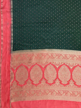 MIMOSA Bottle Green Saree Saree — pallu and zari work detail