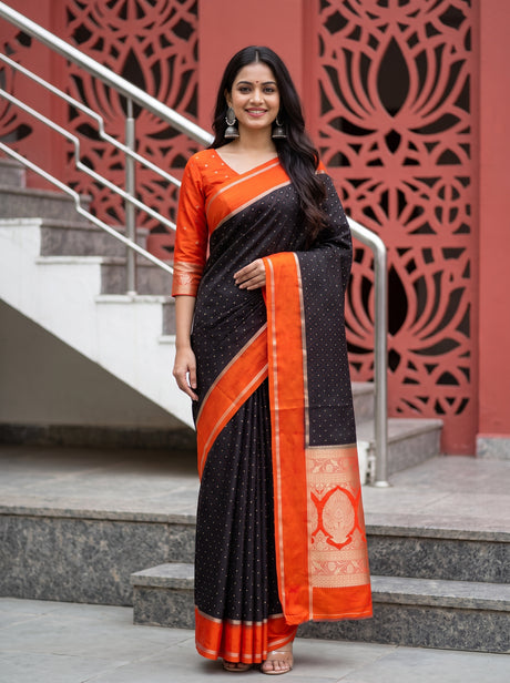 MIMOSA Chocolate Saree Saree — front view on mannequin