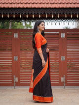 MIMOSA Chocolate Saree Saree — pose 3 styling detail