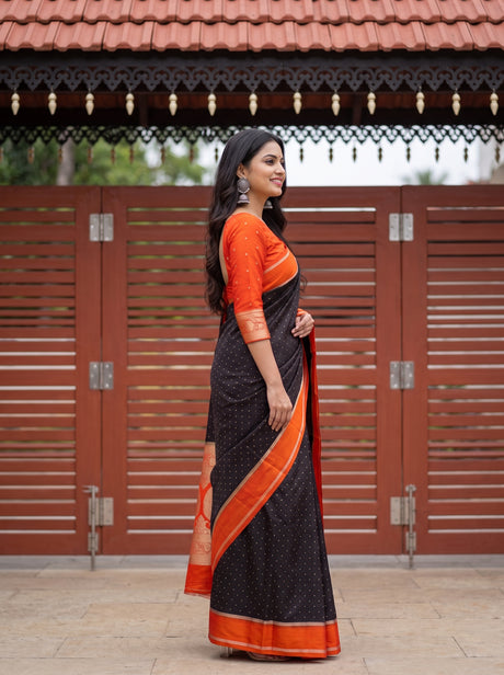 MIMOSA Chocolate Saree Saree — pose 3 styling detail