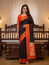 MIMOSA Chocolate Saree Saree — pose 9 styling detail
