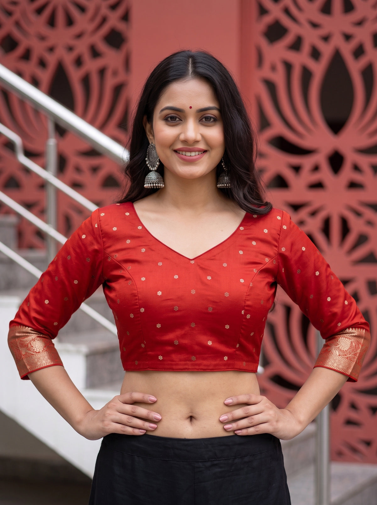 MIMOSA Chocolate Saree Saree — blouse close-up