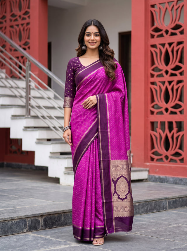 MIMOSA Lavender Saree Saree — front view on mannequin