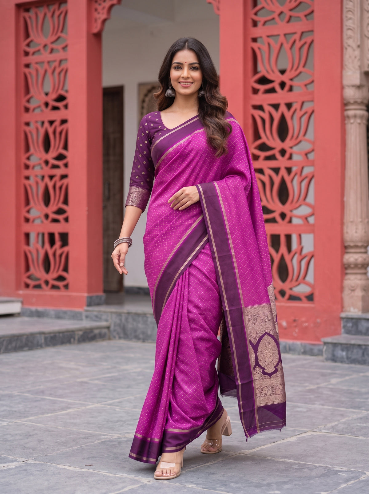MIMOSA Lavender Saree Saree — pose 6 styling detail