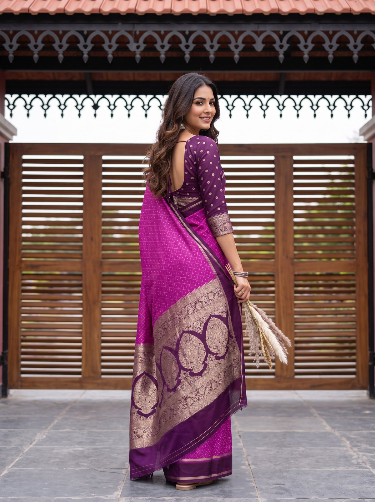 MIMOSA Lavender Saree Saree — pose 7 styling detail