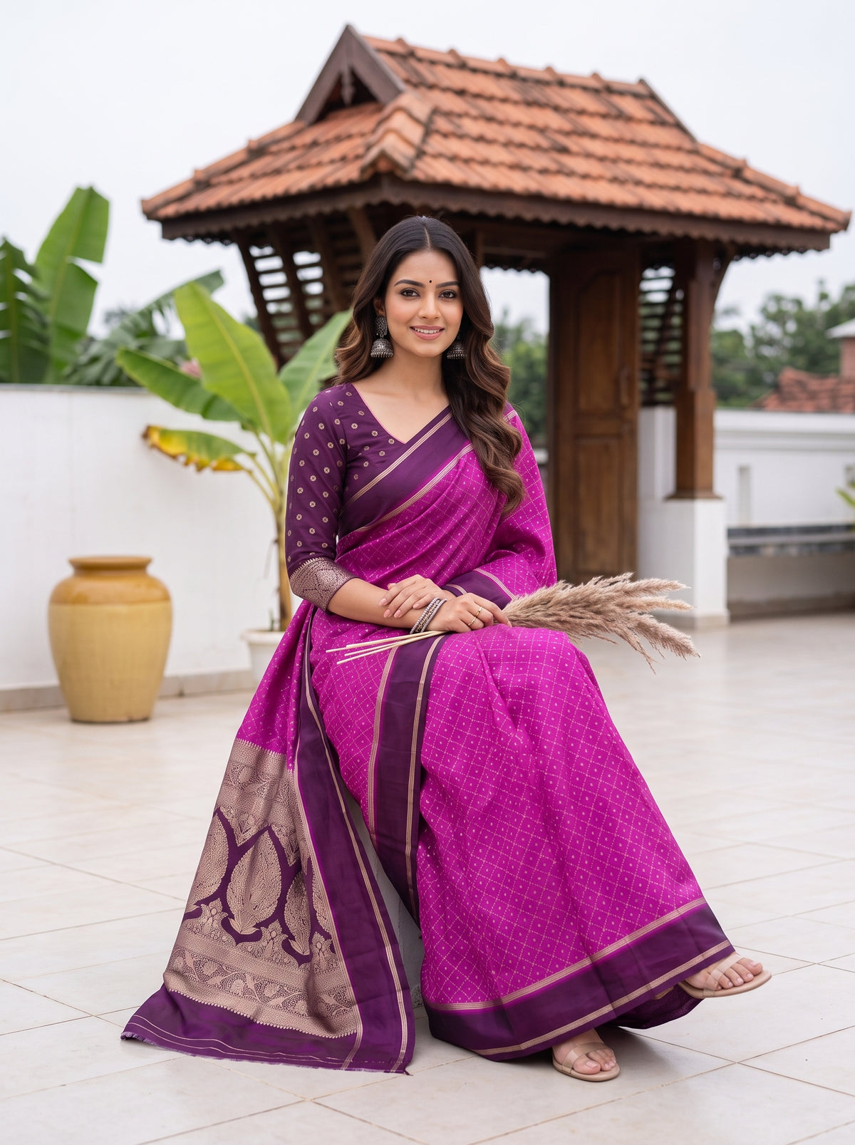 MIMOSA Lavender Saree Saree — pose 8 styling detail