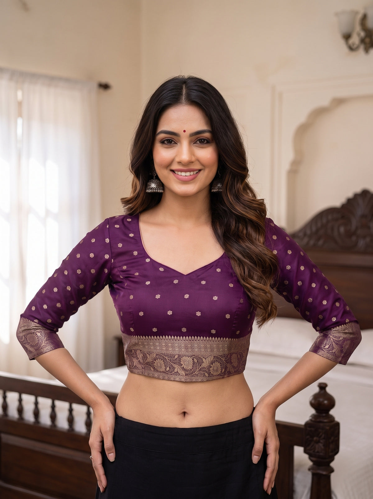 MIMOSA Lavender Saree Saree — blouse close-up