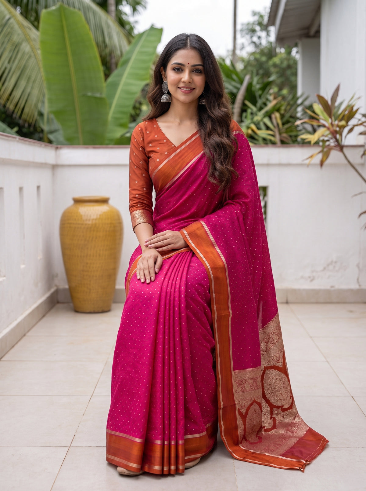 MIMOSA Strawberry Saree Saree — pose 8 styling detail