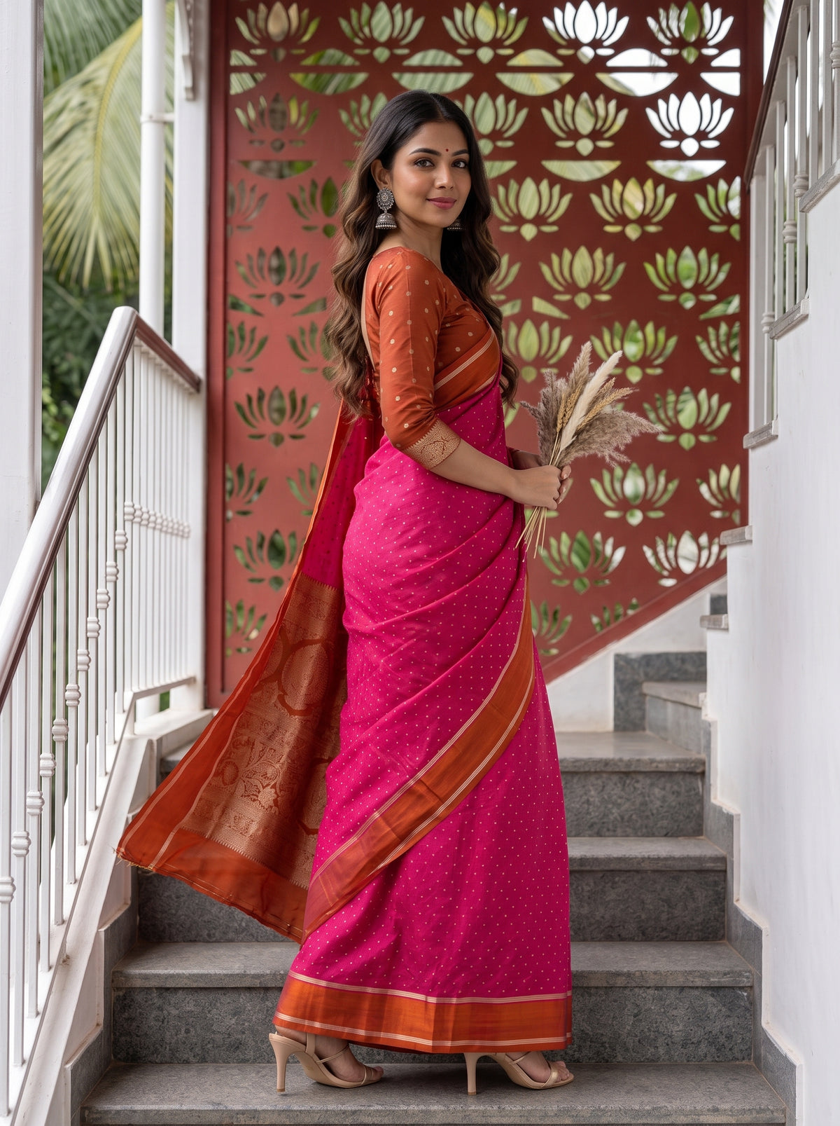 MIMOSA Strawberry Saree Saree — pose 9 styling detail