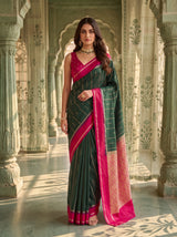 MIMOSA Bottle Green Saree Saree — pose 10 styling detail