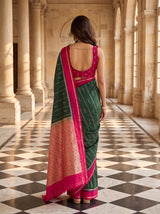 MIMOSA Bottle Green Saree Saree — pose 2 styling detail