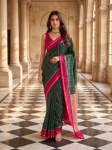 MIMOSA Bottle Green Saree Saree — pose 6 styling detail