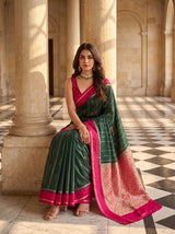 MIMOSA Bottle Green Saree Saree — pose 8 styling detail