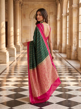 MIMOSA Bottle Green Saree Saree — pose 9 styling detail