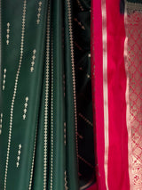 MIMOSA Bottle Green Saree Saree — fleets shot full lifestyle