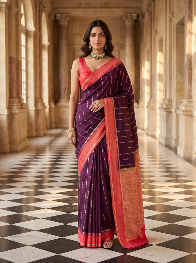 MIMOSA Jamun Saree Saree — front view on mannequin