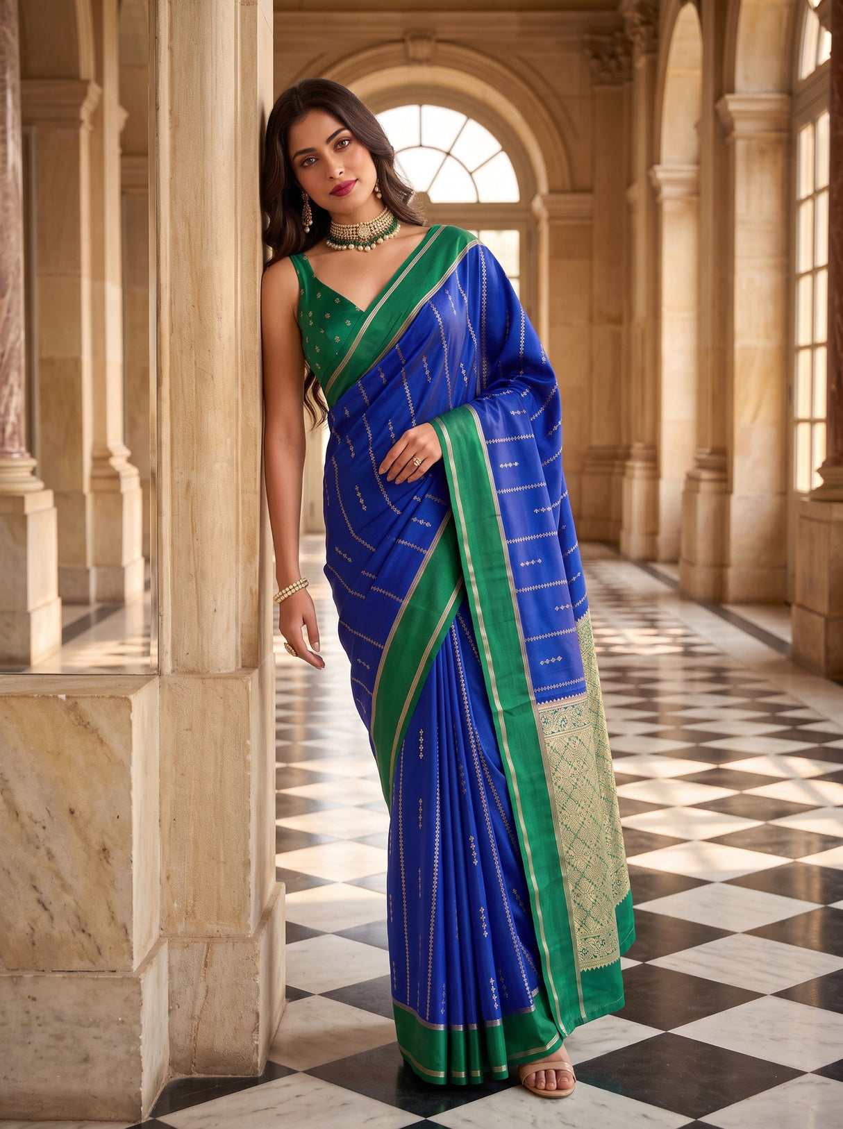 MIMOSA Royal Blue Saree Saree — pose 5 styling detail