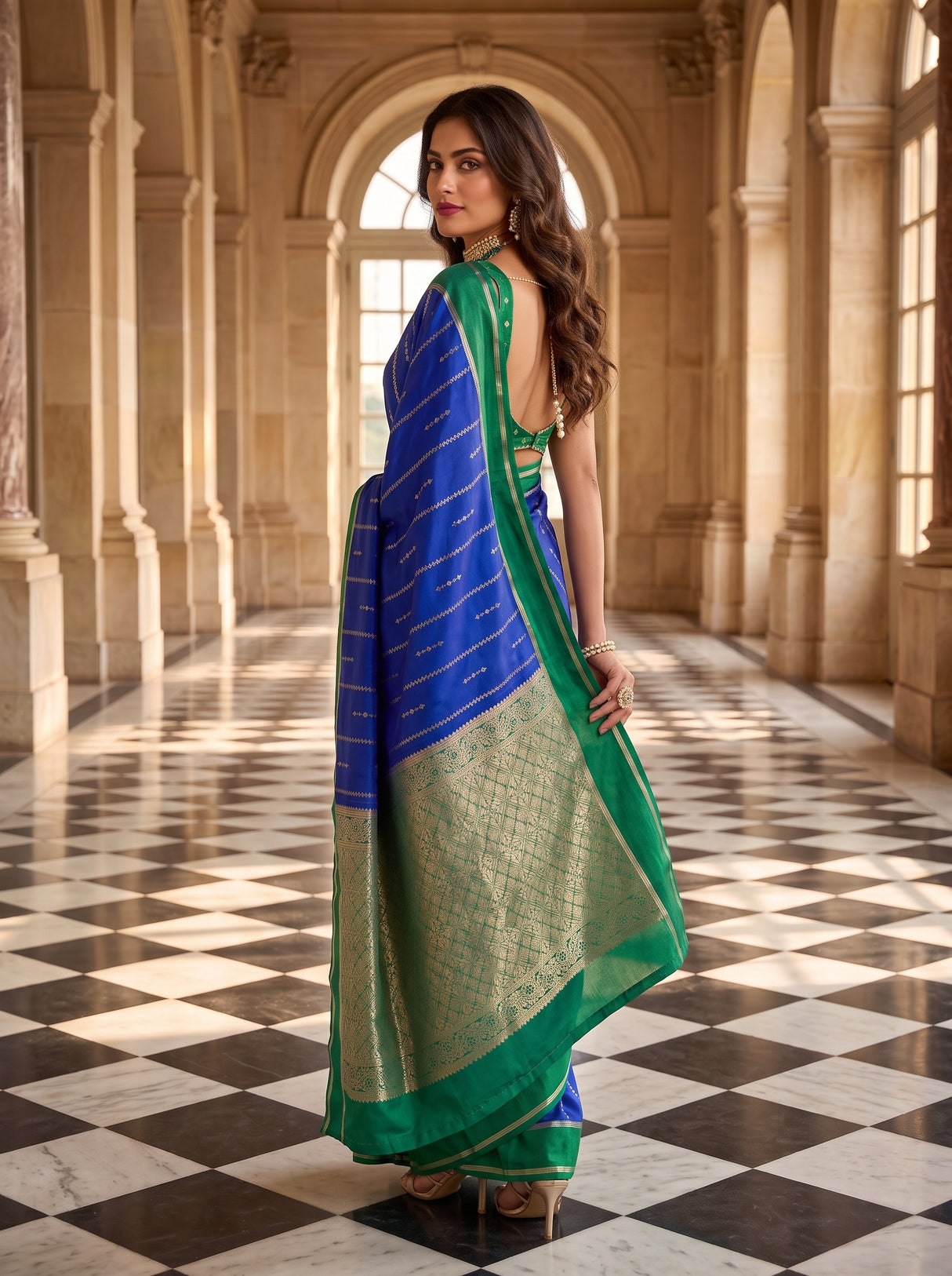 MIMOSA Royal Blue Saree Saree — pose 9 styling detail