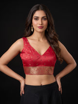 MIMOSA Red Saree Saree — blouse close-up