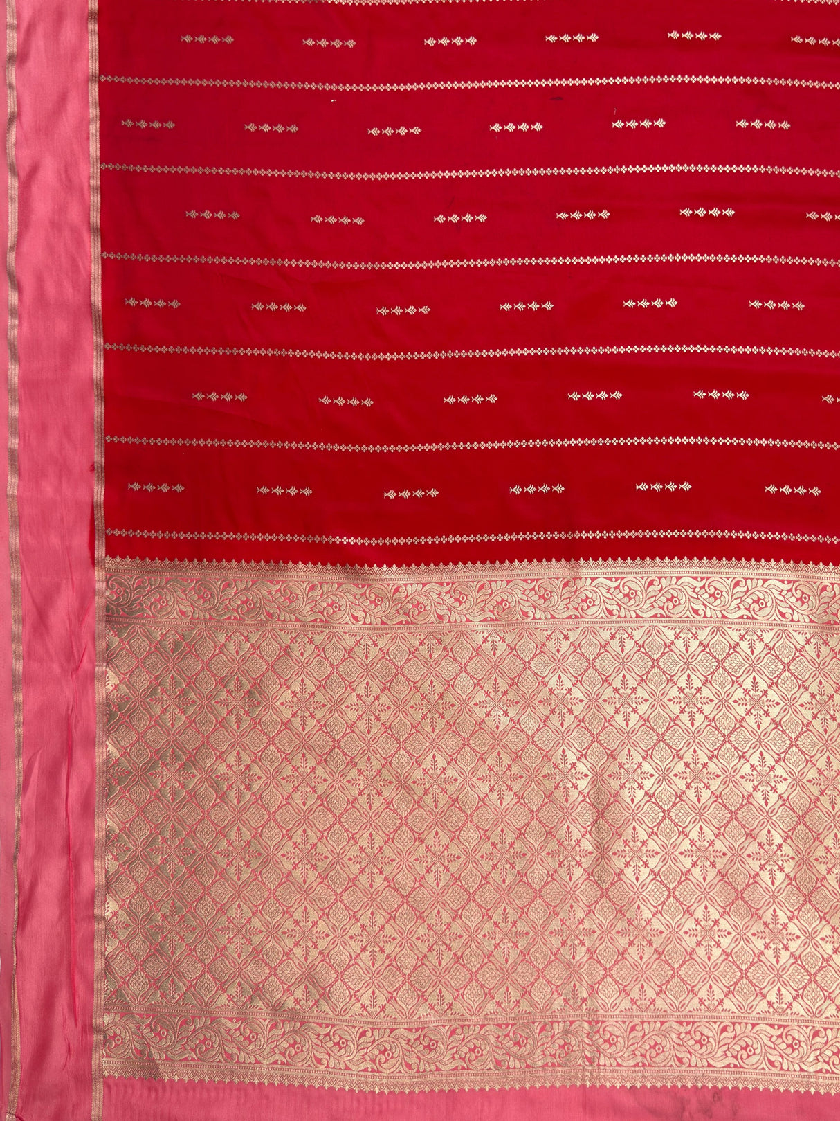MIMOSA Red Saree Saree — pallu and zari work detail