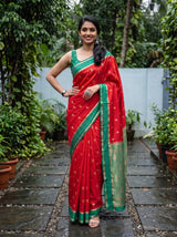 MIMOSA Red Mysore Silk Saree — pose 4 styling detail