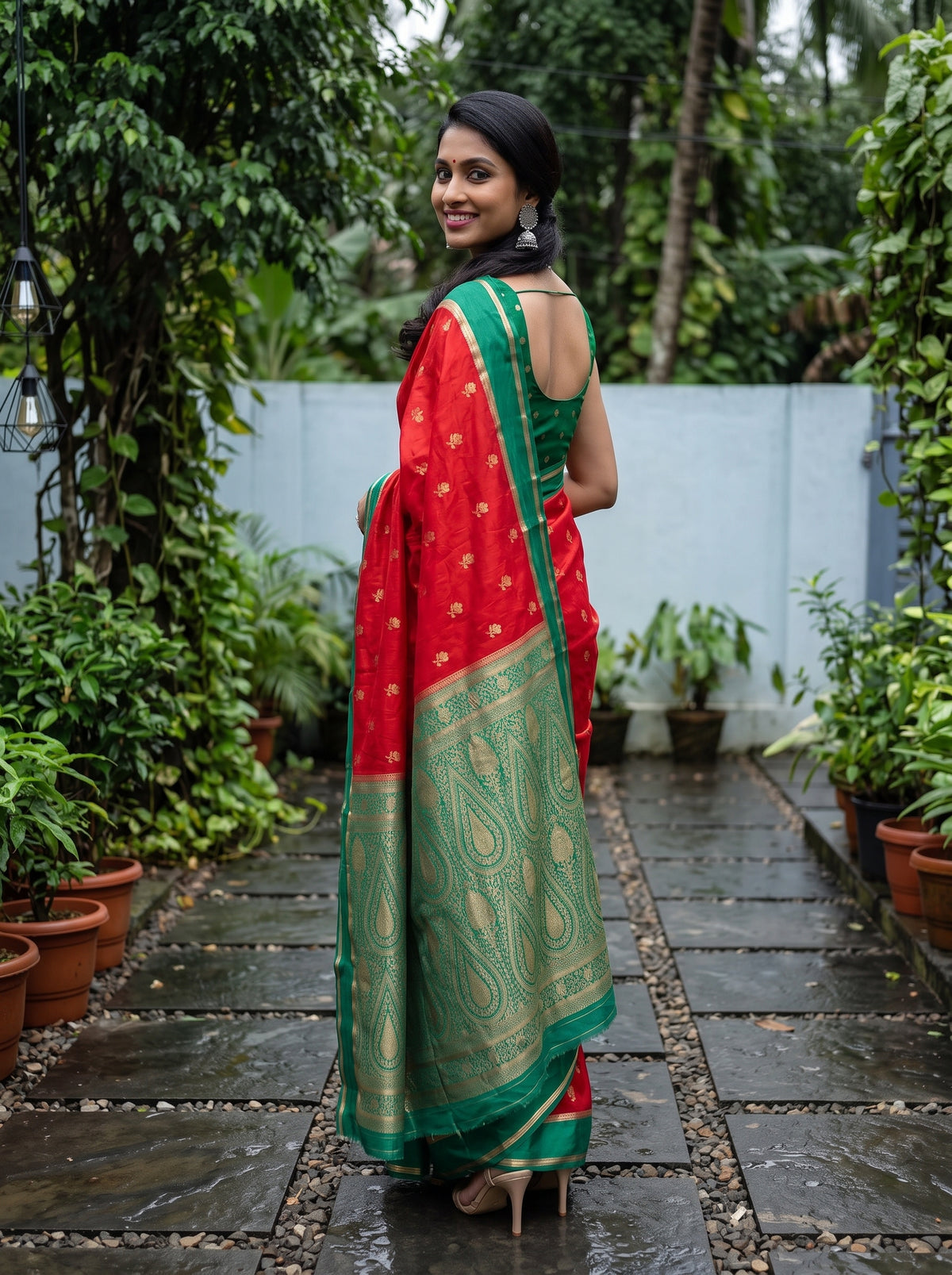 MIMOSA Red Mysore Silk Saree — pose 7 styling detail