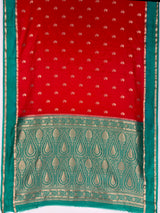MIMOSA Red Mysore Silk Saree — pallu and zari work detail