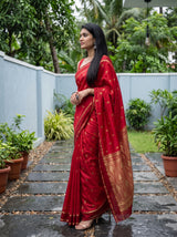 MIMOSA Strawberry Mysore Silk Saree — pose 3 styling detail