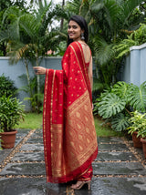 MIMOSA Strawberry Mysore Silk Saree — pose 7 styling detail