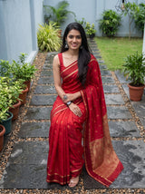 MIMOSA Strawberry Mysore Silk Saree — pose 8 styling detail