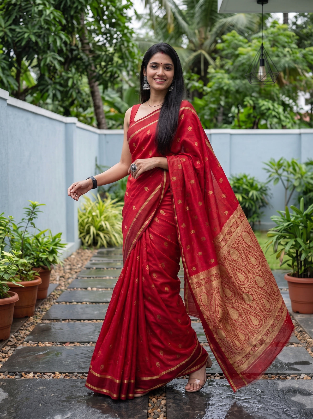 MIMOSA Strawberry Mysore Silk Saree — pose 9 styling detail