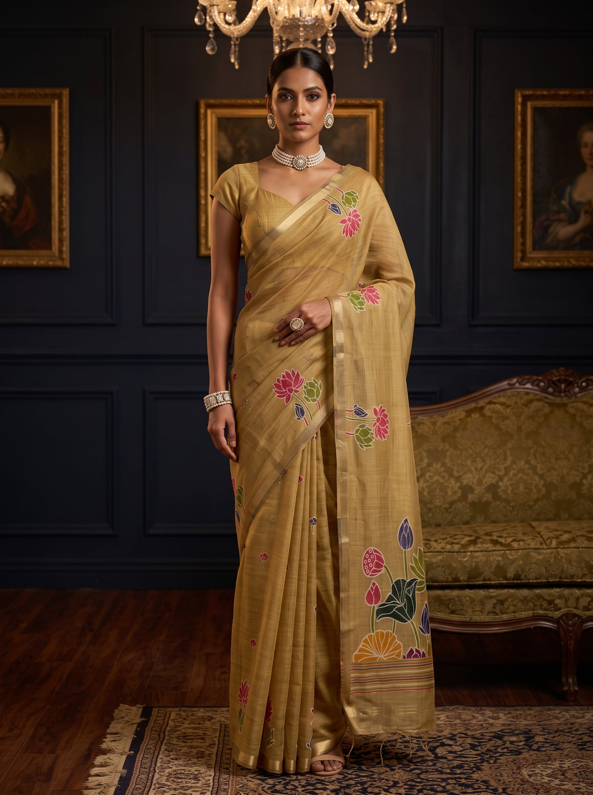 MIMOSA Chiku Saree Saree — front view on mannequin