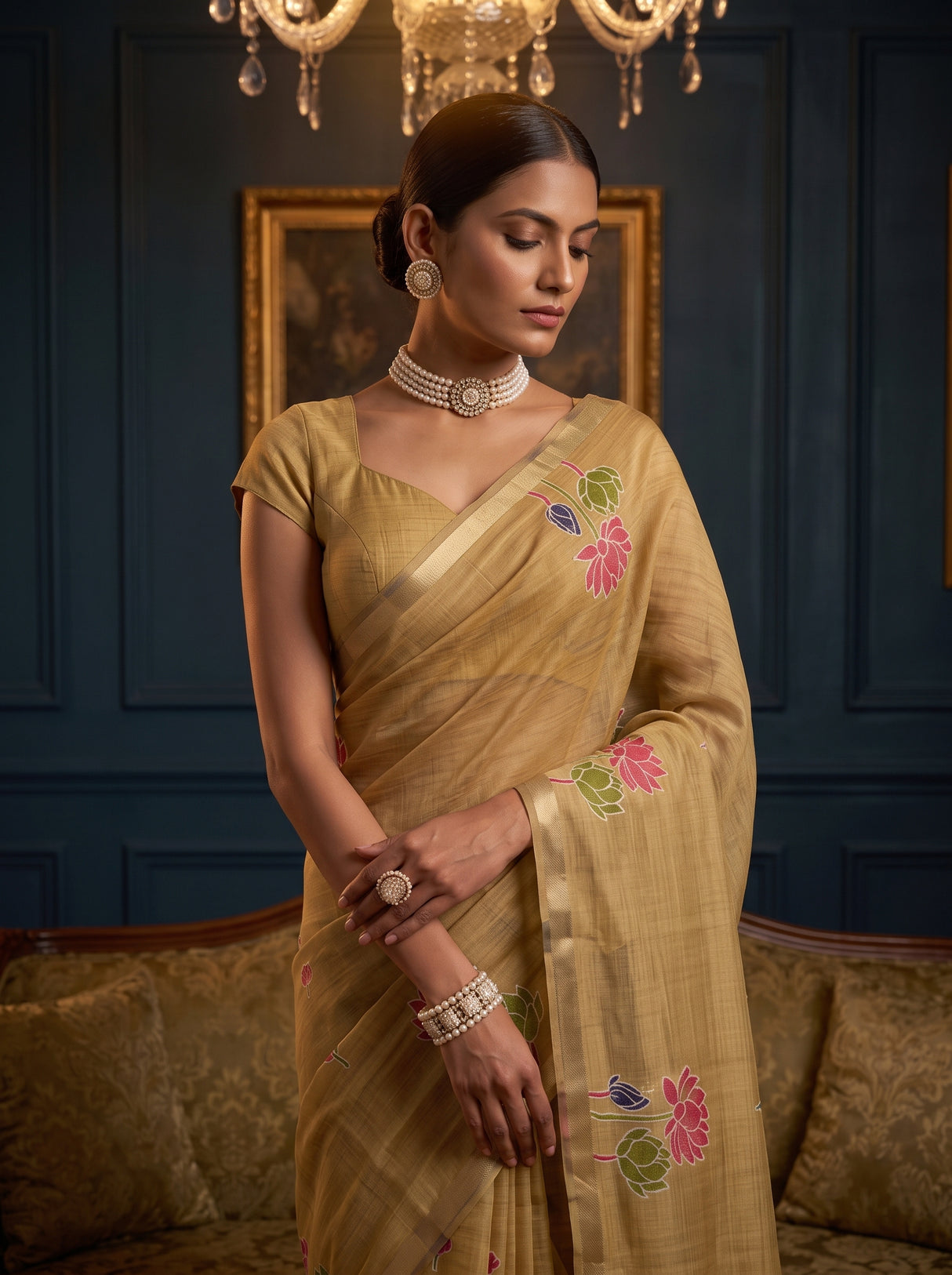 MIMOSA Chiku Saree Saree — pose 10 styling detail