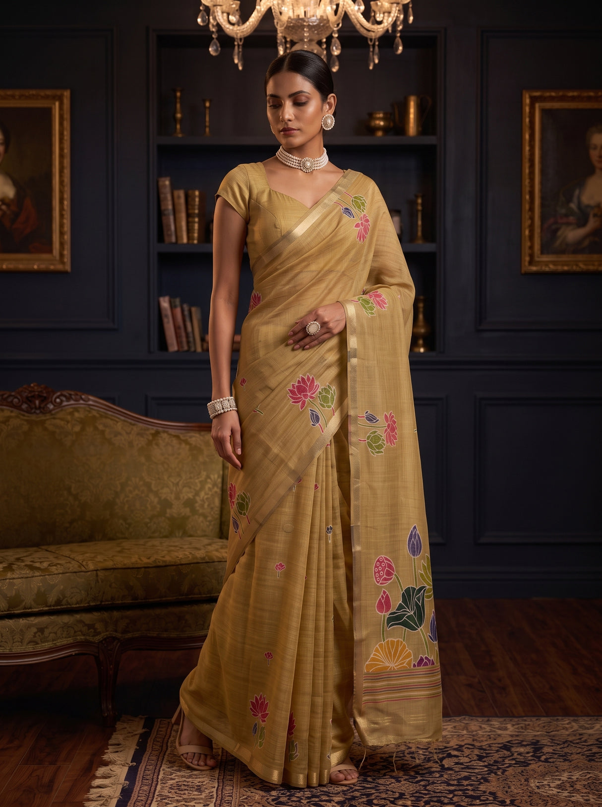 MIMOSA Chiku Saree Saree — pose 5 styling detail